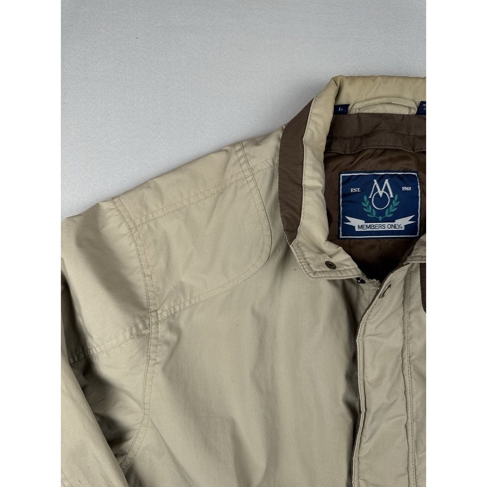Vintage Members Only Jacket Tan Cafe Racer Cotton Blend L - Picture 7 of 16
